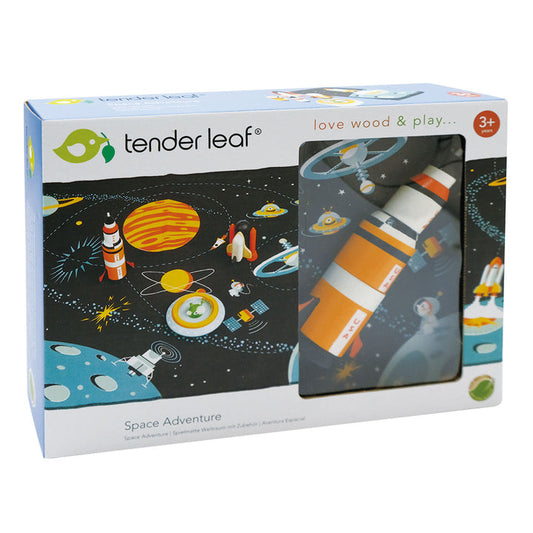 Space Adventure Wooden Rocket with Play Mat Tender Leaf Toys