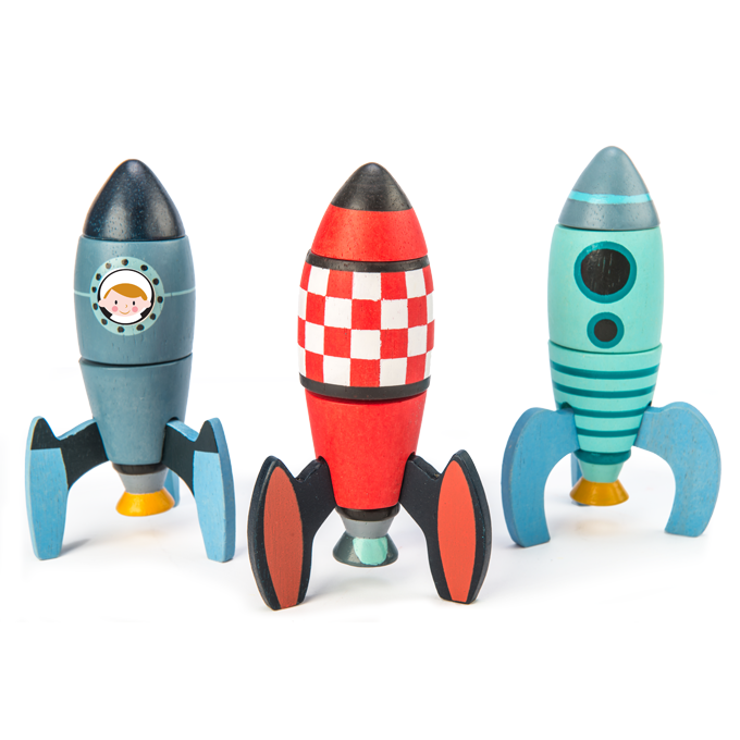 Rocket Construction Tender Leaf Toys Wooden Space Set