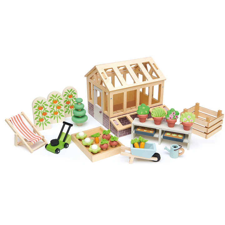 Greenhouse and Garden Set for Dolls House Tender Leaf Toys 1:12 Scale