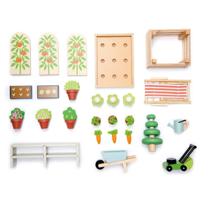 Greenhouse and Garden Set for Dolls House Tender Leaf Toys 1:12 Scale