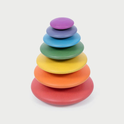 Rainbow Wooden Buttons 7 Pack Stacking Toy TickIt