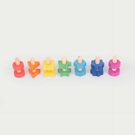 Rainbow Wooden Nuts and Bolts 7 Pack