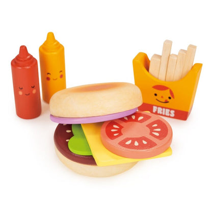 Take Out Burger Set Wooden Play Food Mentari