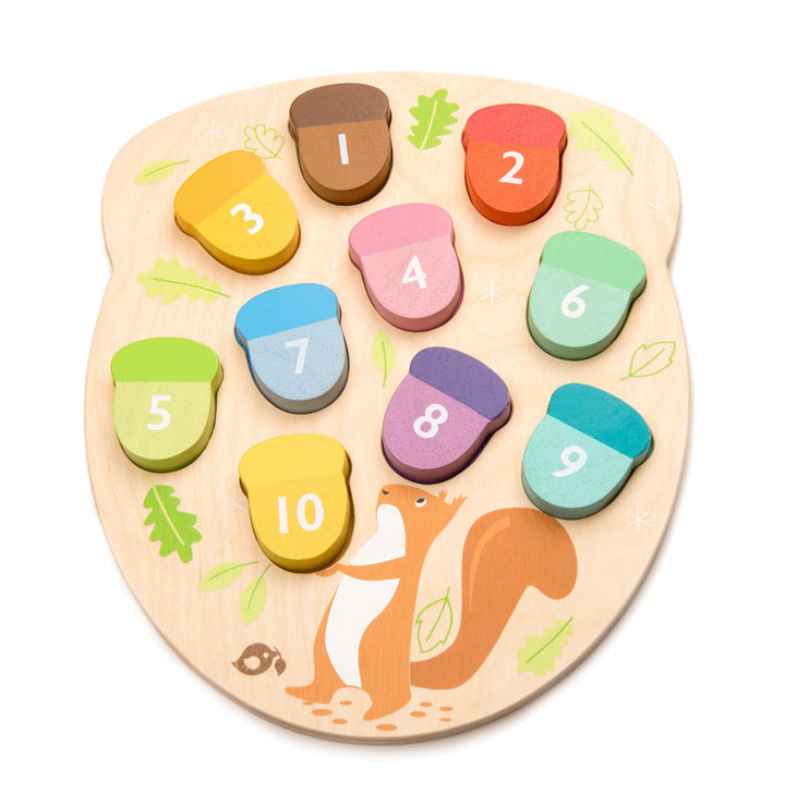 How Many Acorns? Wooden Number Jigsaw Puzzle Tender Leaf Toys