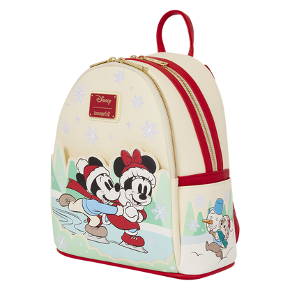 Mickey Mouse and Friends Holiday Ice Skating Disney Loungefly Mini Backpack