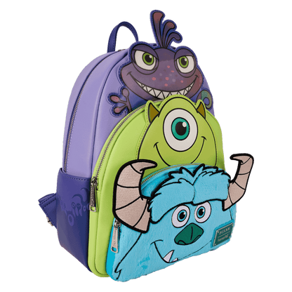 Mike, Sulley, and Randall Monsters Inc Triple Pocket Disney Pixar Loungefly Backpack