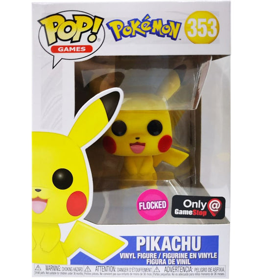 #353 Pikachu FLOCKED GAME STOP Pokemon Games Funko Pop