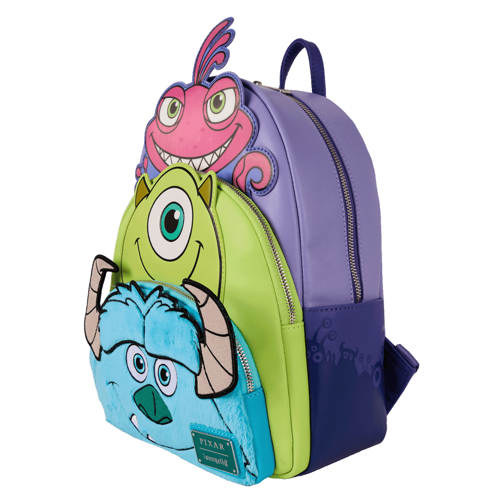 Mike, Sulley, and Randall Monsters Inc Triple Pocket Disney Pixar Loungefly Backpack
