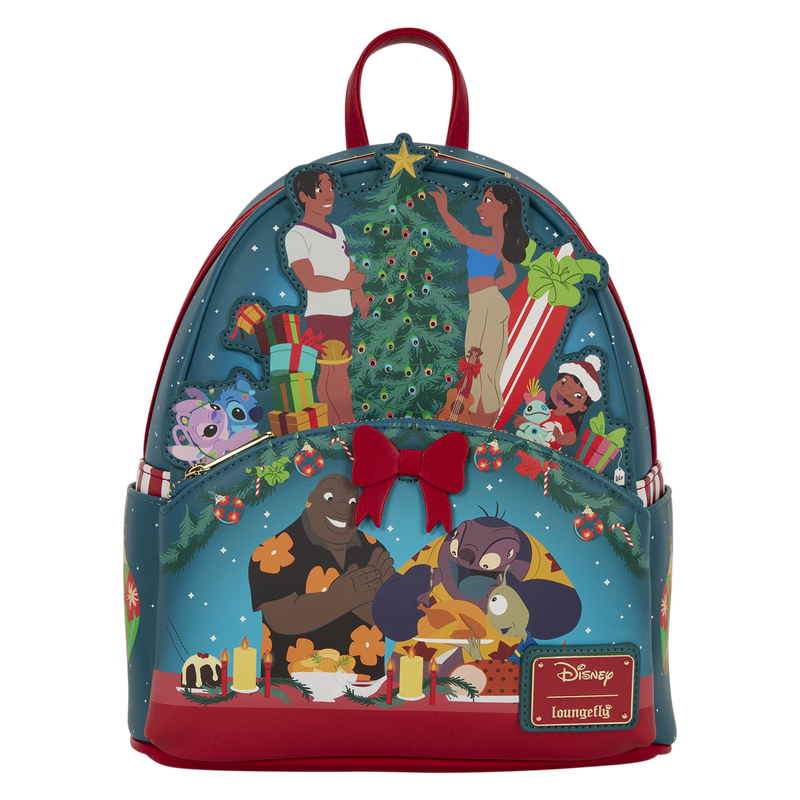 Lilo & Stitch Ohana Holiday Light Up Disney Loungefly Mini Backpack
