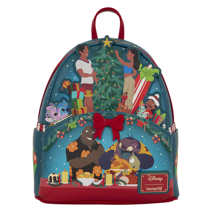 Lilo & Stitch Ohana Holiday Light Up Disney Loungefly Mini Backpack
