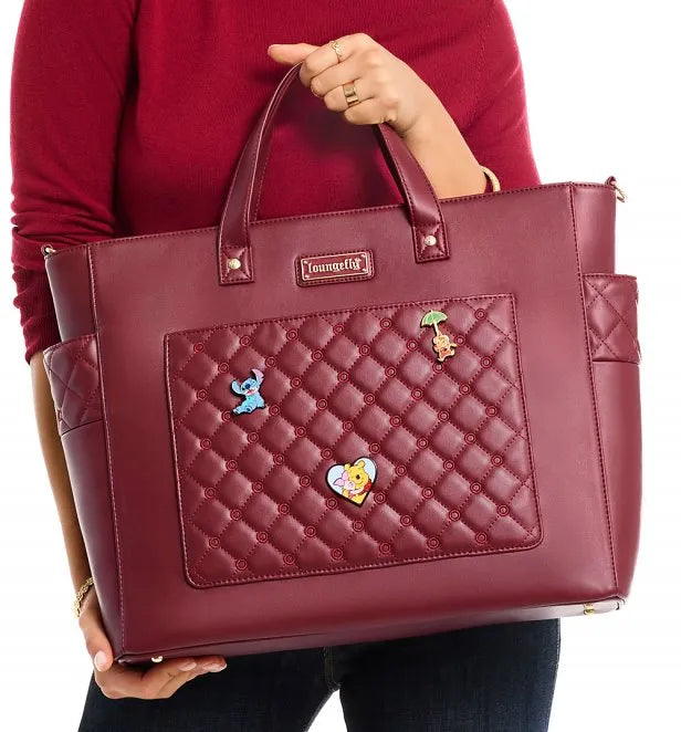 Red Pin Trader Loungefly Convertible Tote Bag / Backpack