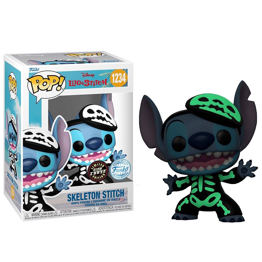 #1234 Skeleton Stitch SPECIAL EDITION GLOW CHASE Lilo & Stitch Disney Funko Pop