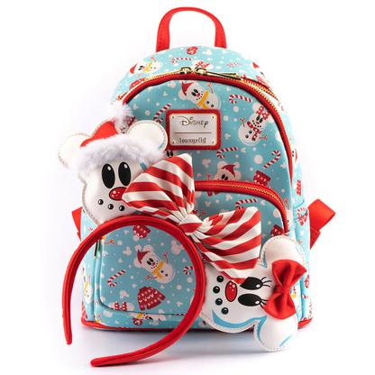 Mickey and Minnie Snowman Disney Mini Backpack Loungefly and Ears
