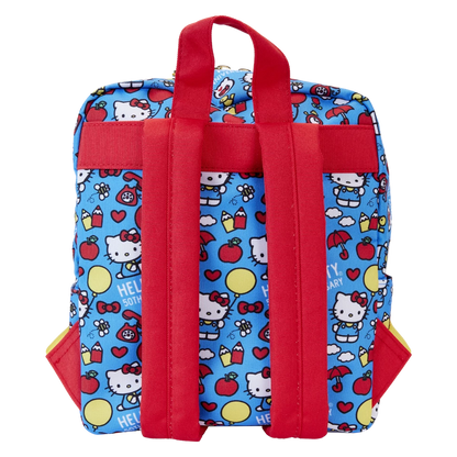 Classic Hello Kitty AOP 50th Anniversary Sanrio Square Nylon Loungefly Mini Backpack