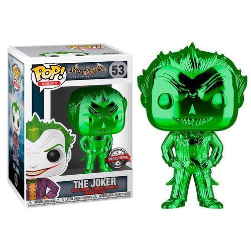 #53 The Joker Green Chrome Batman Arkham Asylum DC Heroes Funko Pop