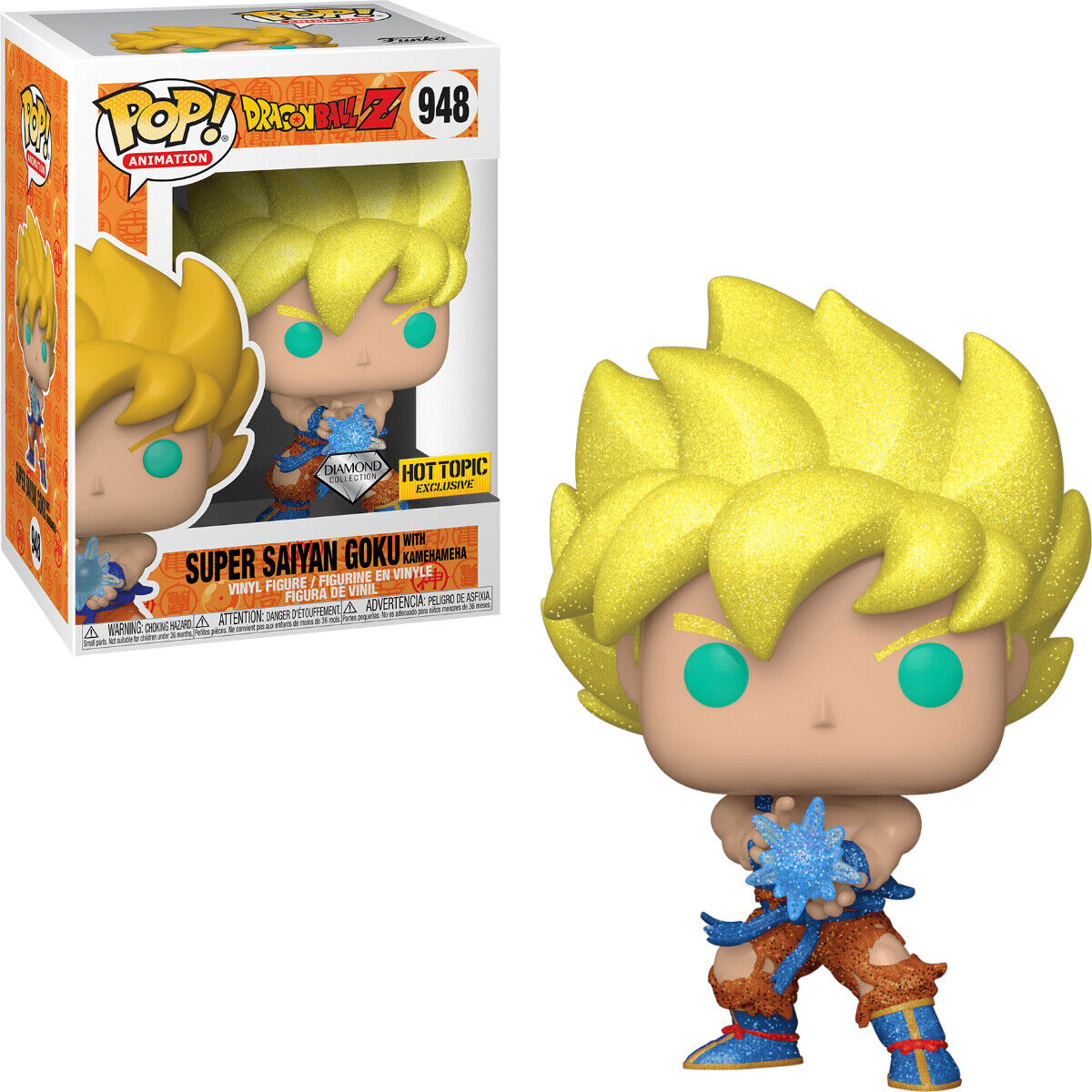 #948 Super Saiyan Goku with Kamehameha DIAMOND HOT TOPIC Dragon Ball Z DBZ Animation Funko Pop