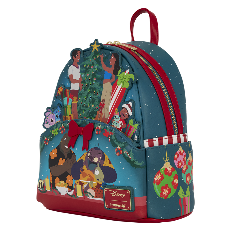 Lilo & Stitch Ohana Holiday Light Up Disney Loungefly Mini Backpack