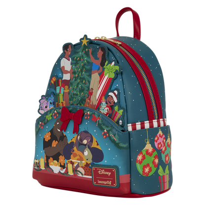 Lilo & Stitch Ohana Holiday Light Up Disney Loungefly Mini Backpack