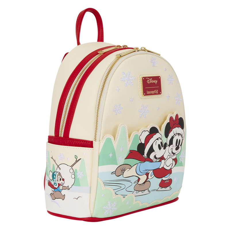 Mickey Mouse and Friends Holiday Ice Skating Disney Loungefly Mini Backpack
