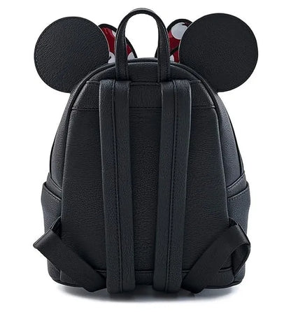 Minnie Mouse Classic / Vintage Faux Leather Black and Red Bow Disney Loungefly Mini Backpack