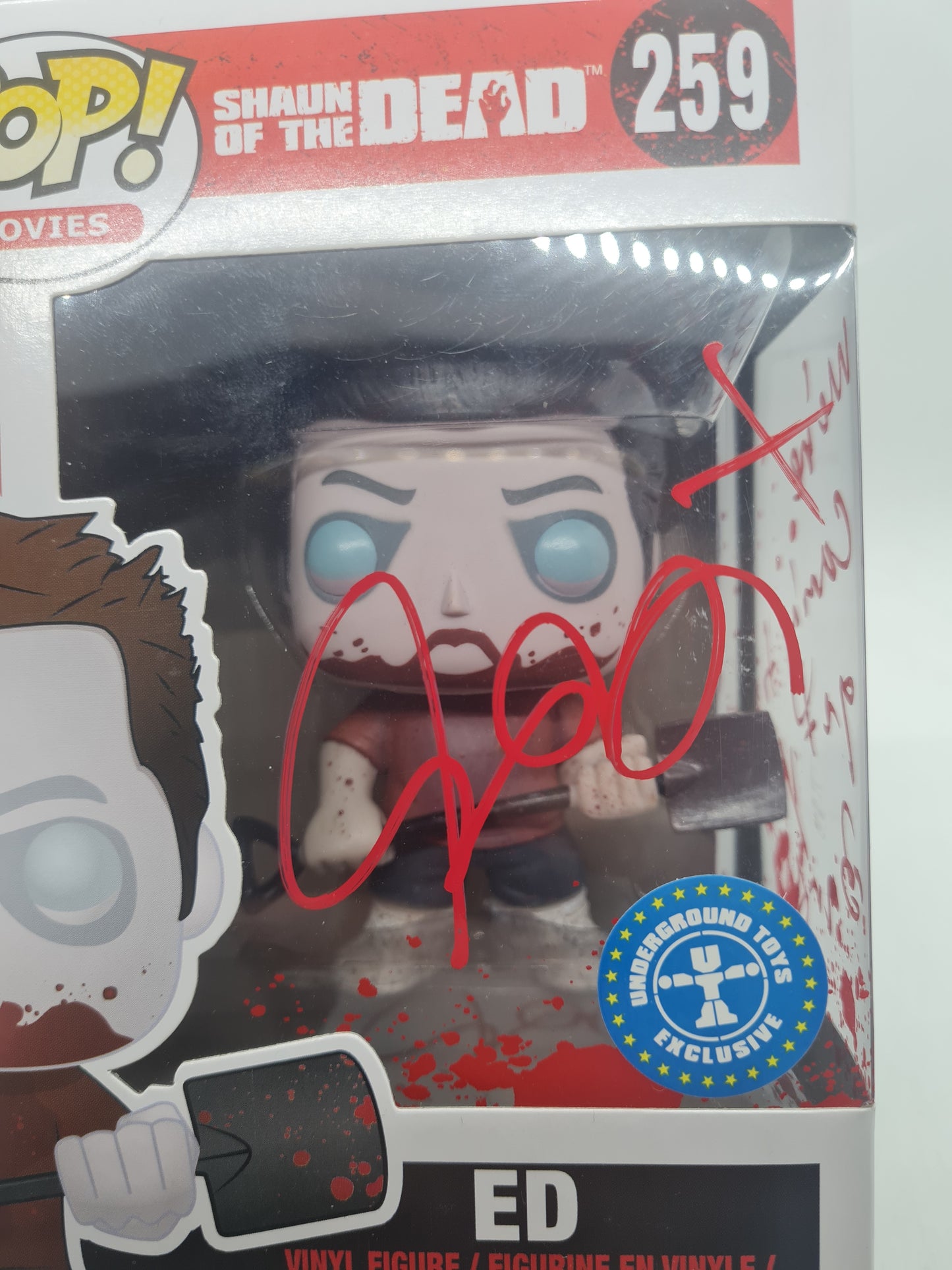 #259 Ed (Zombie) SIGNED BY NICK FROST Shaun Of The Dead Movies Funko Pop In Stack