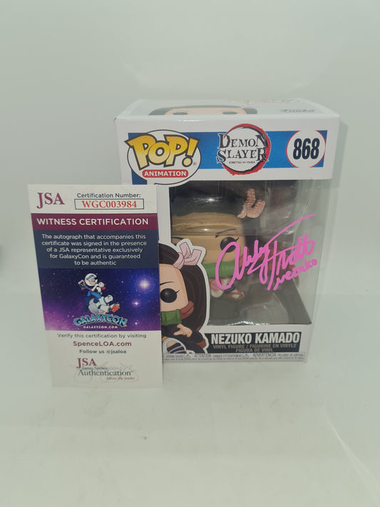 #868 Nezuko Kamado SIGNED Abby Trott Demon Slayer Animation Funko Pop In Stack