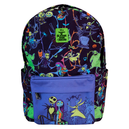 Neon Glow-In-Dark Nightmare Before Christmas Loungefly Full-Size Nylon Backpack
