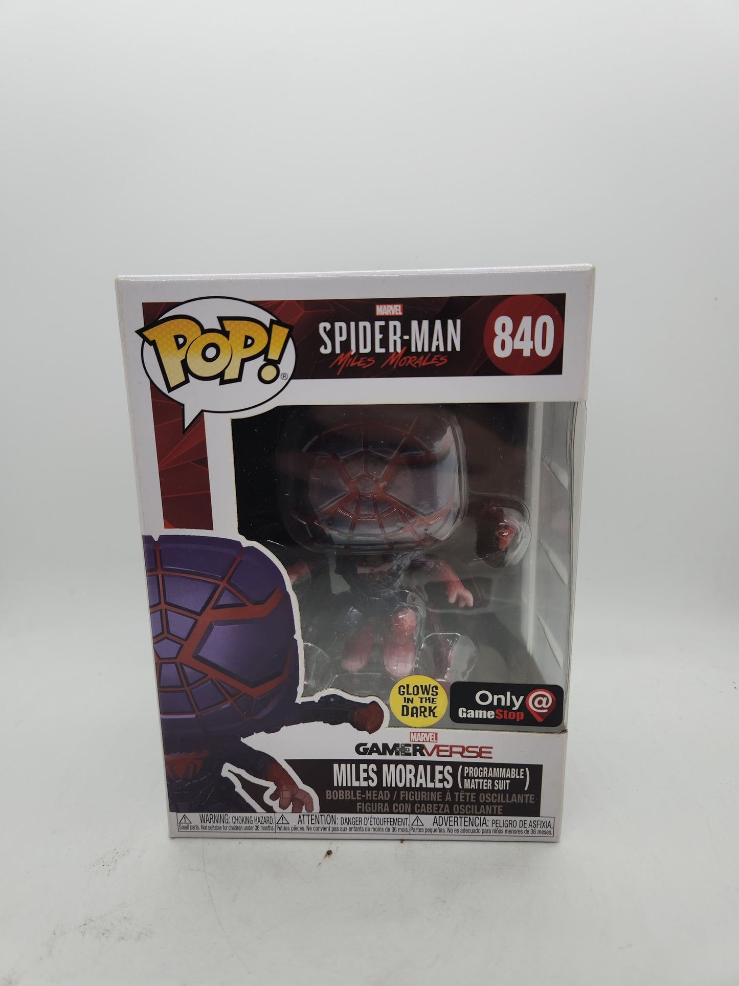 #840 Miles Morales (Programmable Matter Suit) GAMESTOP EXCLUSIVE GLOW Spider-Man Marvel Funko Pop