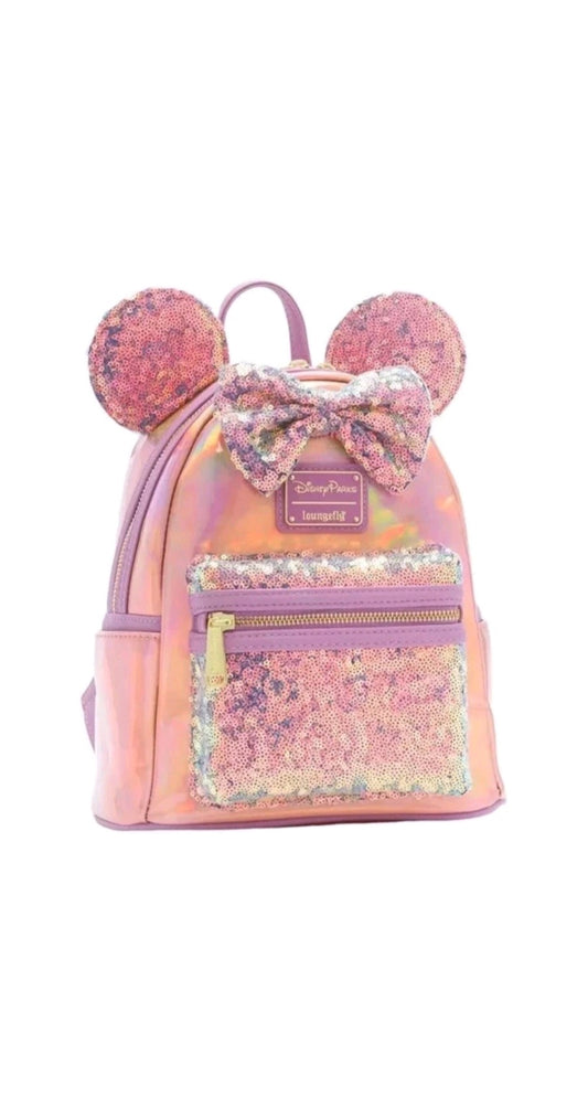 Minnie Mouse Pink Iridescent Sequin Mini Backpack Disney Loungefly
