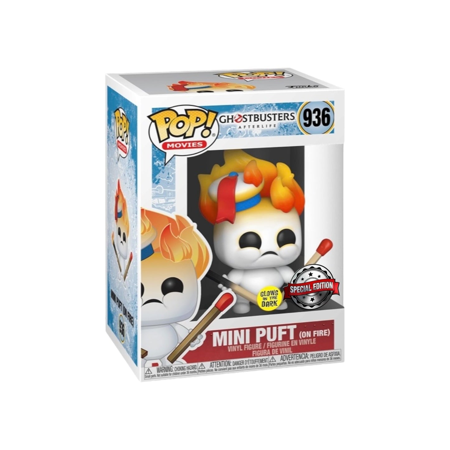 #936 Mini Puft on Fire GLOW Ghostbusters Afterlife Movies Funko Pop