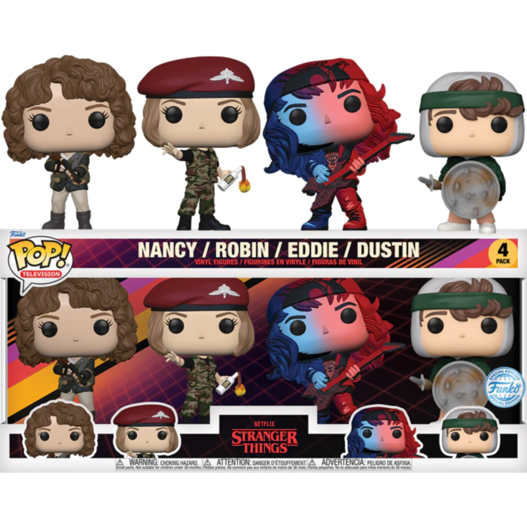 4 Pack Nancy, Robin, Eddie, and Dustin Stranger Things Television Funko Pop