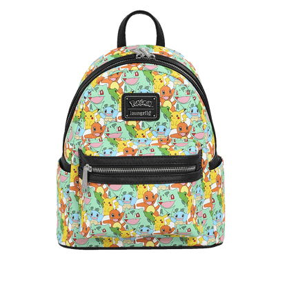Pikachu and Starter Pokemon AOP Loungefly Mini Backpack