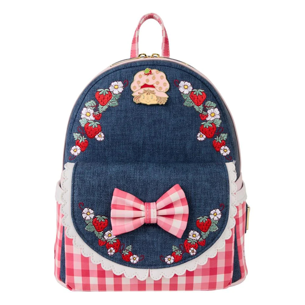 Strawberry Shortcake Faux Denim Gingham Loungefly Mini Backpack