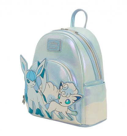 Pokemon Ice Type Winter Loungefly Mini Backpack with Glaceon and Alolan Vulpix