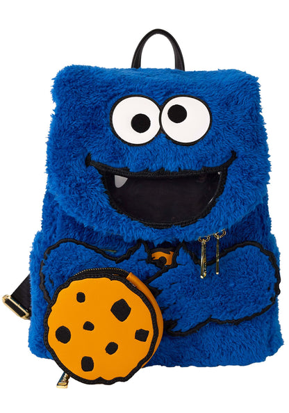 Cookie Monster Sesame Street Plush Loungefly Mini Backpack with Cookie Purse