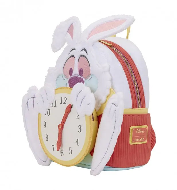Alice In Wonderland White Rabbit and Clock Disney Loungefly Mini Backpack