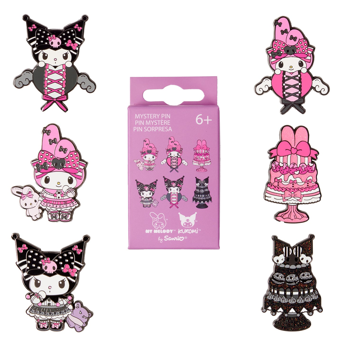 Kuromi and My Melody Sanrio Hello Kitty Cake Loungefly Enamel Blind Box Pin