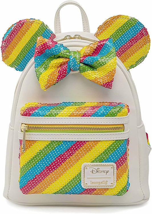Rainbow Sequin Minnie Mouse Ear Disney Loungefly Mini Backpack