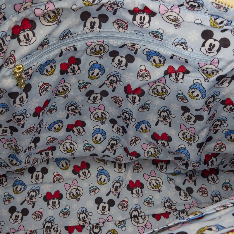Mickey Mouse and Friends Holiday Snow Disney Loungefly Tote Bag with Coin Purse