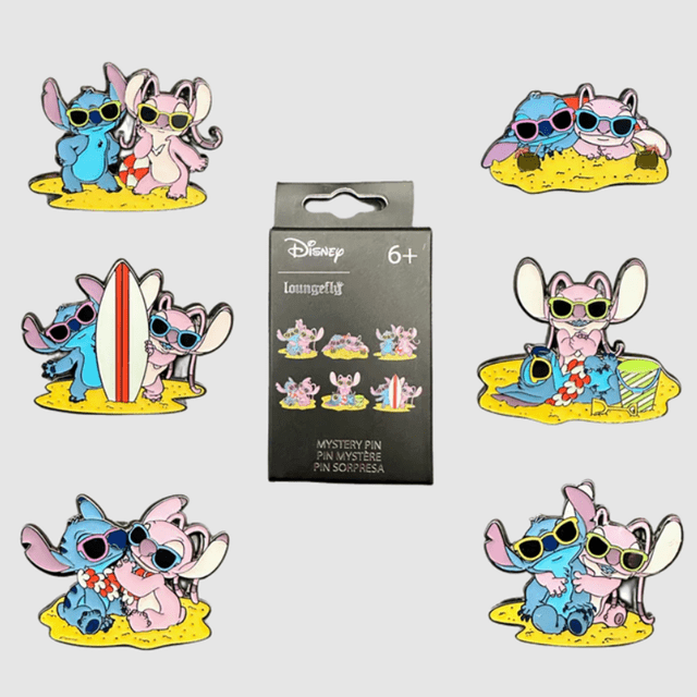 Stitch and Angel Beach Summer Disney Loungefly Enamel Blind Box Pin