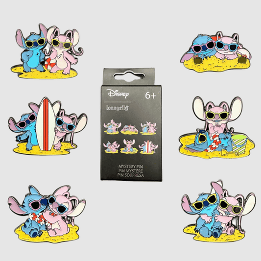 Stitch and Angel Beach Summer Disney Loungefly Enamel Blind Box Pin