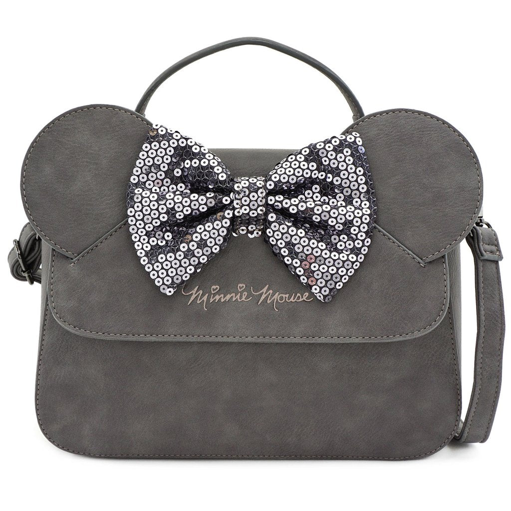 Minnie Mouse Grey Sequin Bow Crossbody Disney Loungefly