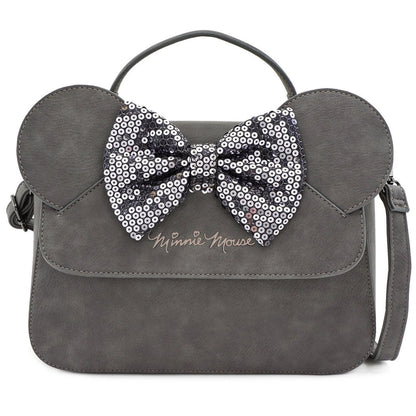 Minnie Mouse Grey Sequin Bow Crossbody Disney Loungefly