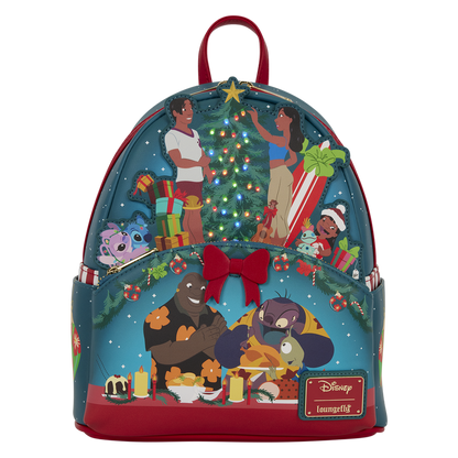 Lilo & Stitch Ohana Holiday Light Up Disney Loungefly Mini Backpack