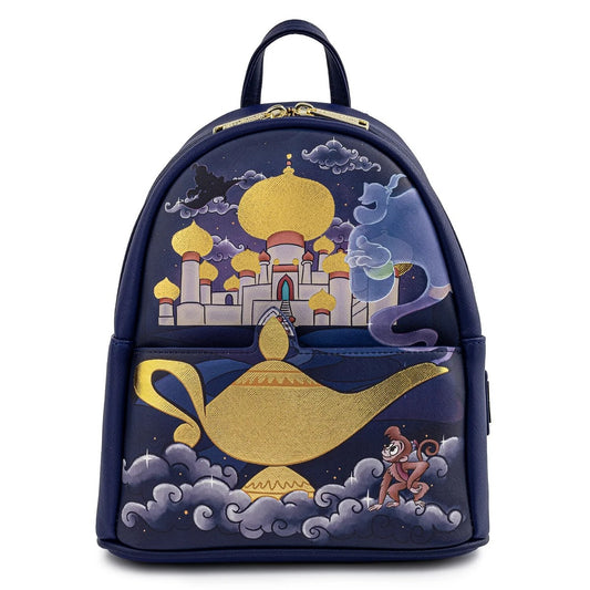 Aladdin Lamp with Genie, Princess Jasmine and Rajah Disney Loungefly Mini Backpack
