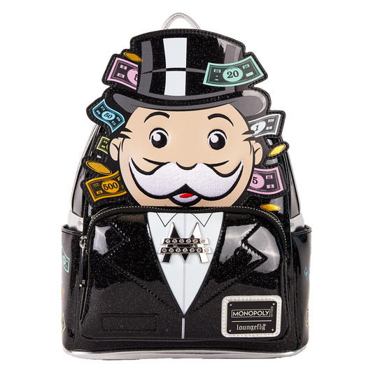 Monopoly Mr Pennybags 90th Anniversary Glitter Loungefly Hasbro Mini Backpack