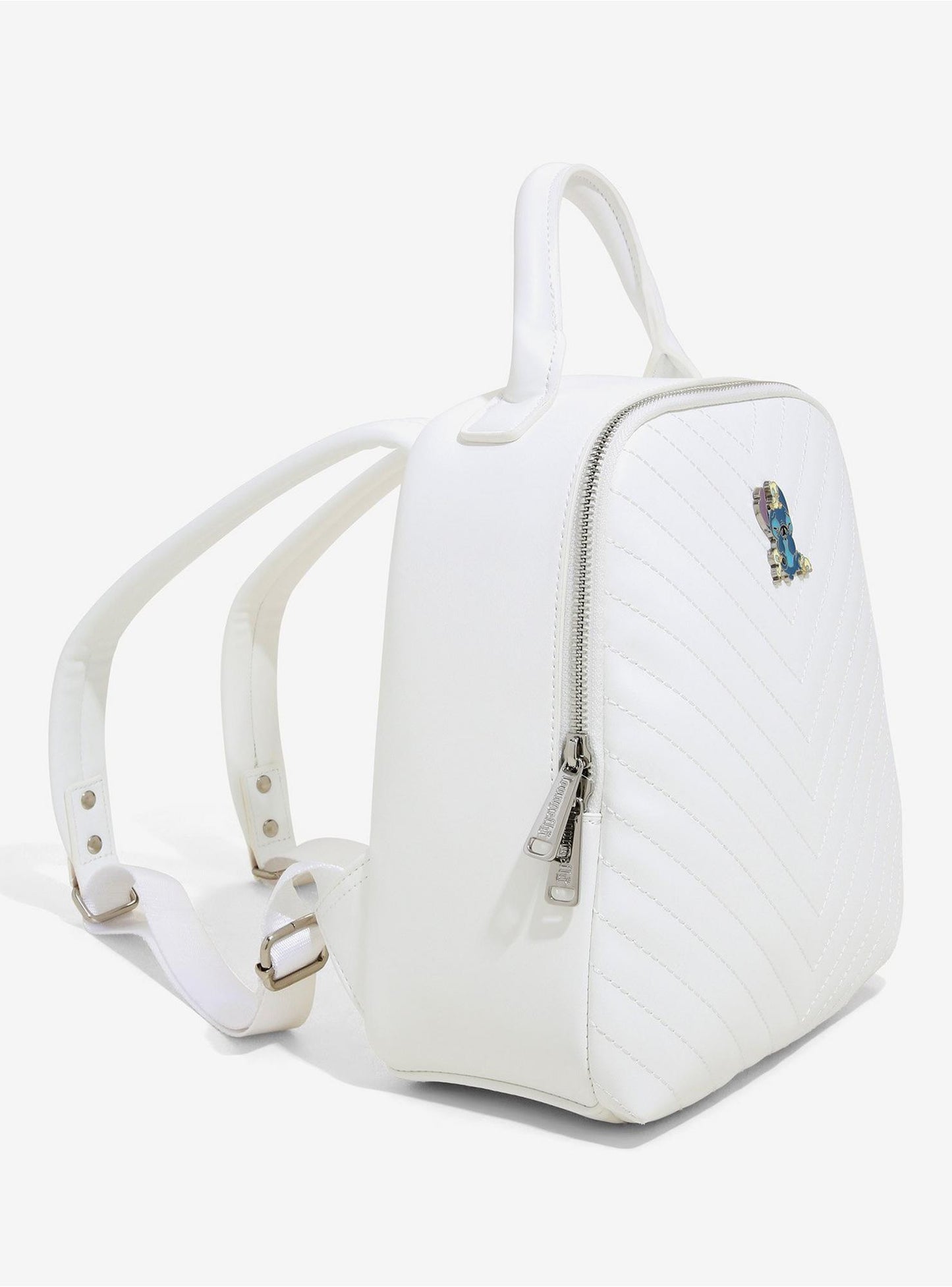 White Stitch with Ducklings Quilted Disney Loungefly Mini Backpack