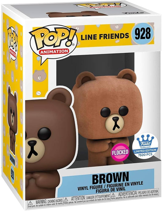 #928 Brown Bear FLOCKED 7500PCS Line Friends Animation Funko Pop