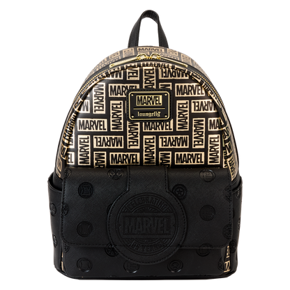 Marvel Logo Classic Black and Gold Loungefly Mini Backpack