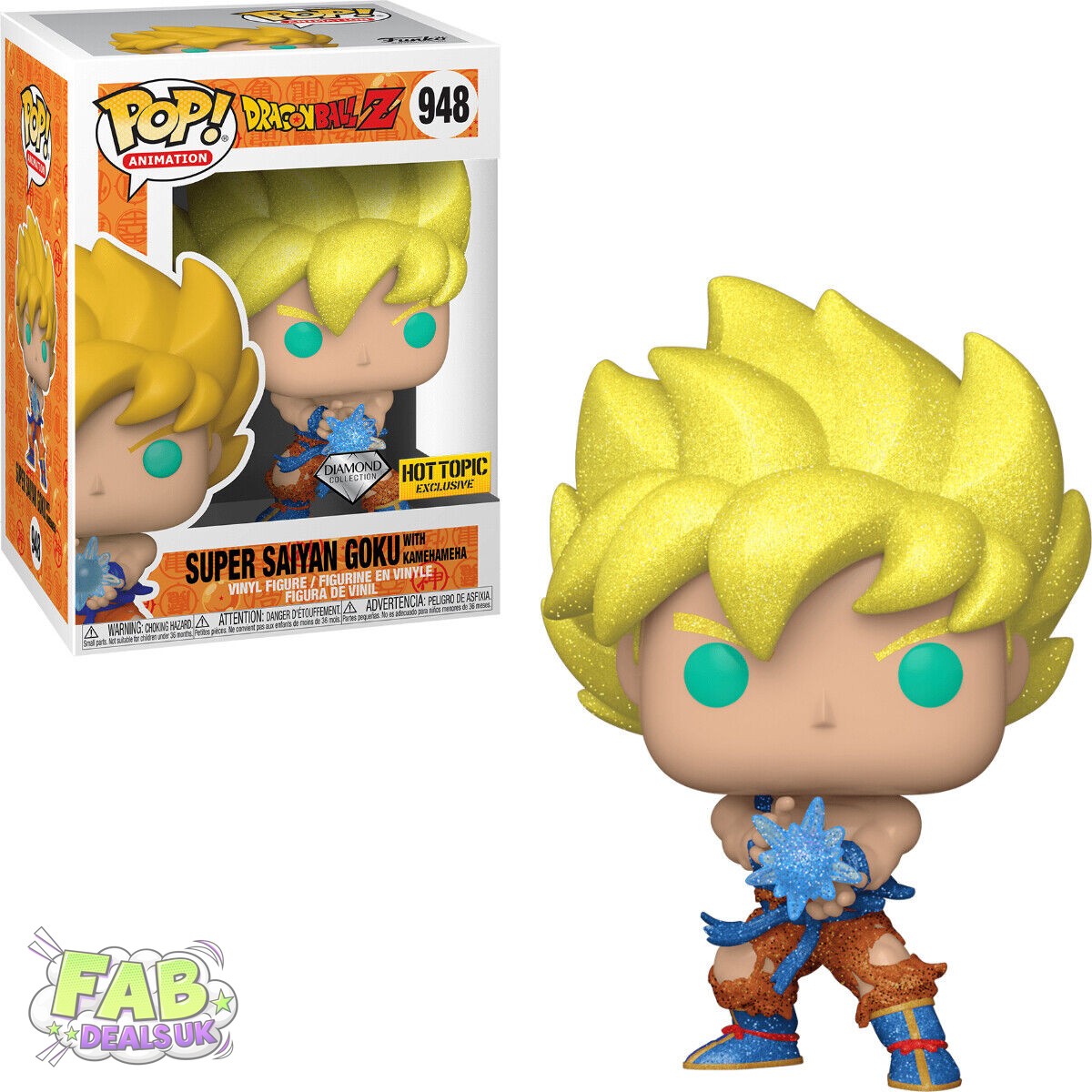 #948 Super Saiyan Goku with Kamehameha DIAMOND HOT TOPIC Dragon Ball Z DBZ Animation Funko Pop